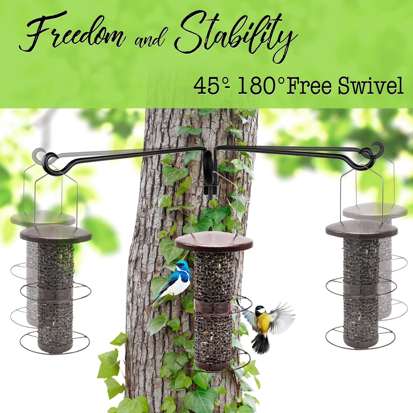 AJART Swivel Hanging Plant Bracket: Outdoor Bird Feeder Hangers for Wall Mount 16 Inch - 2 Pieces Hummingbird Feeder Hook for Flower Basket