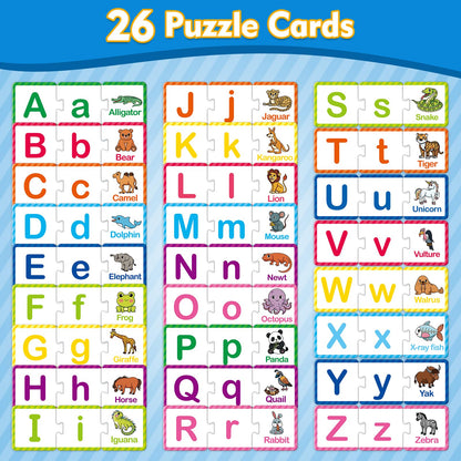 Kasfalci Alphabet Puzzle Flash Cards, 78 PCS ABC Flashcards for Kids, Alphabet Learning Toys for Toddlers, Matching Letter Game Gifts, Preschool Kindergarten Activities Classroom Must Haves
