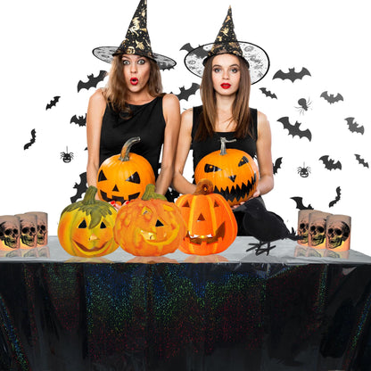 GREATRIL Black Party Disposable Rectangle Table Cloth Decor - 54'' x 108'' - 2 Packs Waterproof Plastic Tablecloth for Death to My 20s/Stranger/Birthdays/Halloween/Anniversary Tablecover