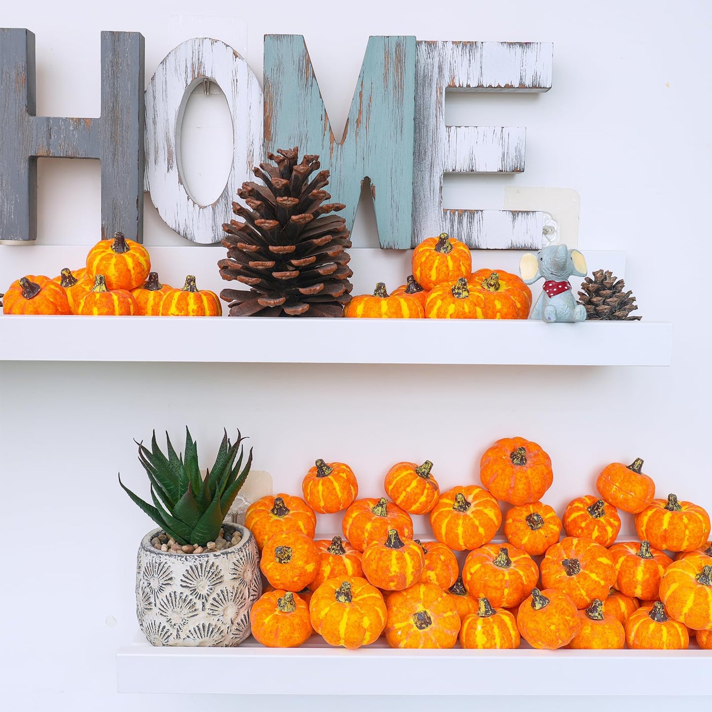 Winlyn 48 Pcs Mini Artificial Orange Pumpkins Fall Rustic Harvest Faux Foam Pumpkins 1.8" 2.1" for Thanksgiving Table Centerpiece Halloween Party Autumn Home Wedding Baby Shower Wreath Bowl Fillers