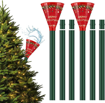 IPOOLTENG 2PCS Christmas Tree Watering Funnel 6 Tube 2 Funnels 75 Inch - 6 Section Plastic Christmas Tree Funnel, Long Funnels for Watering, Best Gifts for Your Parents to Water Tree