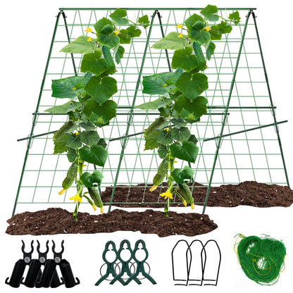 Cucumber Trellis for Raised Bed, 47" H*47" W Garden Trellis for Climbing Plants Outdoor,Metal Trellises Gardening Supplies,A Frame Plant Support Frame for Cucumber, Flower, Tomato, Grape