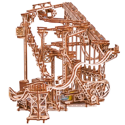 Wood Trick Wooden Marble Run Spiral Electric Motorized - Wooden 3D Puzzles for Adults to Build - 13x13 - Roller Coaster Mechanical Wooden Model Kits for Adults to Build