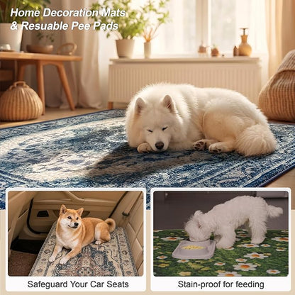 Washable Pee Pads for Dogs, Reusable Puppy Potty Training Pads, Ultra-Absorbent Thick Waterproof Leak-Proof Non-Slip Pads & Mat for Crate, Playpen, Floor, Whelping & Housebreaking , 2 Pack 36"x48"