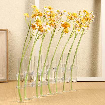 Cabilock Transparent Hydroponic Tube Vase with 8 Test Tubes and S Shape Hooks Glass Flower Arranging Container for Home and Garden D Cor 6 Inch Borosilicate Glass