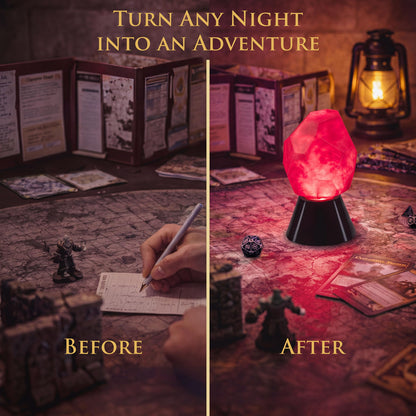 ENHANCE Tabletop Crystal Mood Light - Crystal Lamp for DnD, RPG, Board Game Night Ambience with Swirling RGB LED Effect - Battery Powered 40 Hours or USB-C Plug In, Ambient Game Lighting