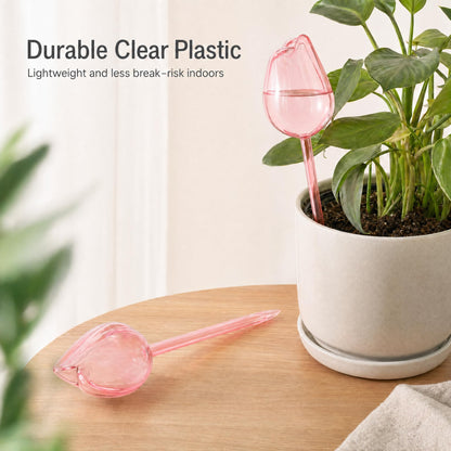 Kysren 3 Pcs Self Watering Globes for Indoor Plants - 9.6" Pink Tulip Plant Watering Devices for Vacation, Shatterproof Clear Plastic Watering Bulbs