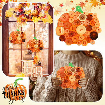 CraftyDream 12 Set Fall Pumpkin Craft Kit Buttons Fall Halloween Ornament Autumn Craft Hanging Decoration for Autumn Party Favor DIY Home Activities