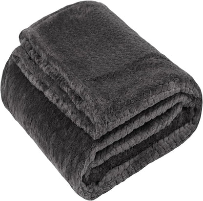 Waffle Knit Textured Throw Blanket Soft for Couch, Sofa, Twin Bed, Kids, Adults, 50” x 60” Chenille Knit Blanket, Boho Throw Blanket for Home Decor 250 GSM (Slate Grey)