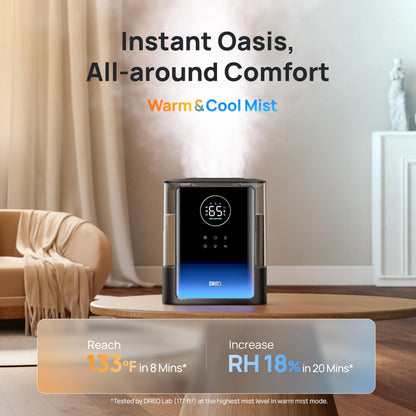 Dreo 8L Smart Humidifier Large Room 600ft², HM717S, 80H Runtime Supersized Warm and Cool Mist Humidifiers for Bedroom Baby, 28dB Quiet Air Humidifier for Plants Indoor, Home, Whole House, Silver