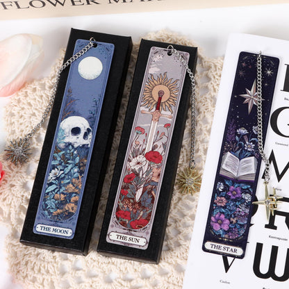 Shejdgart Gothic Tarot Bookmarks Gifts - 3PCS Funny Bookmarks for Women, Tarot Reading Accessories for Book Lovers, Horror Sun Moon Star Halloween Christmas Birthday Gifts for Friends Bookish