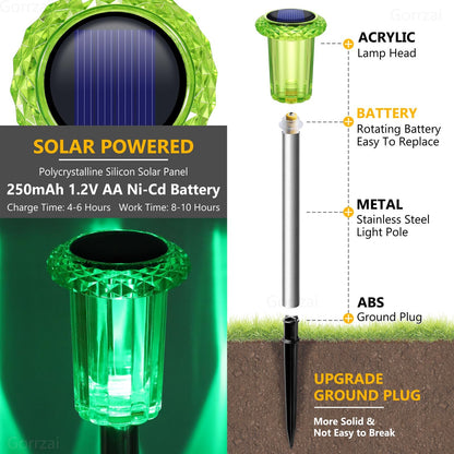 Gorrzai Solar Lights Outdoor 10 Pack Solar Pathway Lights Green Halloween Decorations Waterproof Yard Lighting for Outside Driveway Garden Walkway Path Landscape Lawn