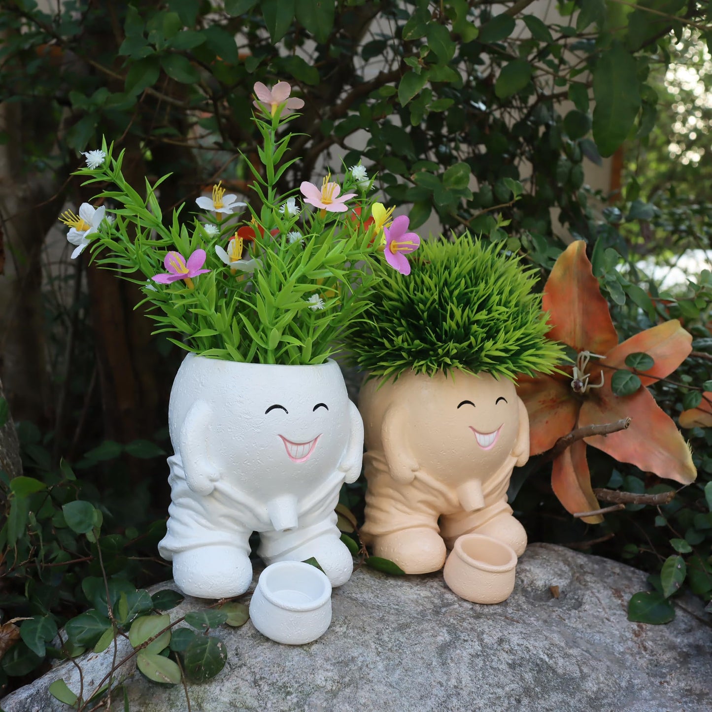 Dolkgy Head Planters Face Vase Succulent Pots for Indoor Outdoor Décor, Unique Plant Pot Fun Live Plants Planter Cute Cactus Pots, Gifts for Plant Lovers