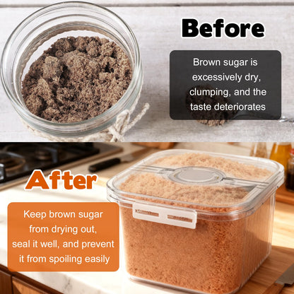 FMOACEN Airtight Brown Sugar Container 5.2Qt(5L) Large Brown Sugar Keeper Storage Container with Spoon Plastic Clear food Saver Jar Canisters with lid for home kitchen Rice Container Baking Salt Snack