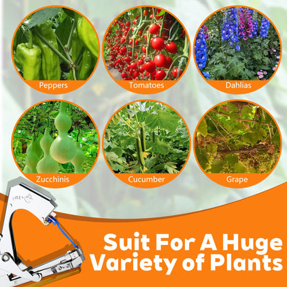 Plant Tying Machine with 20 Tapes & Staples Quick Vine Support Tool for Tomatoes Peppers Grapes Ergonomic Gardening & Farming Tool for Gardeners Farmers Includes Spare Parts & Repair Kit