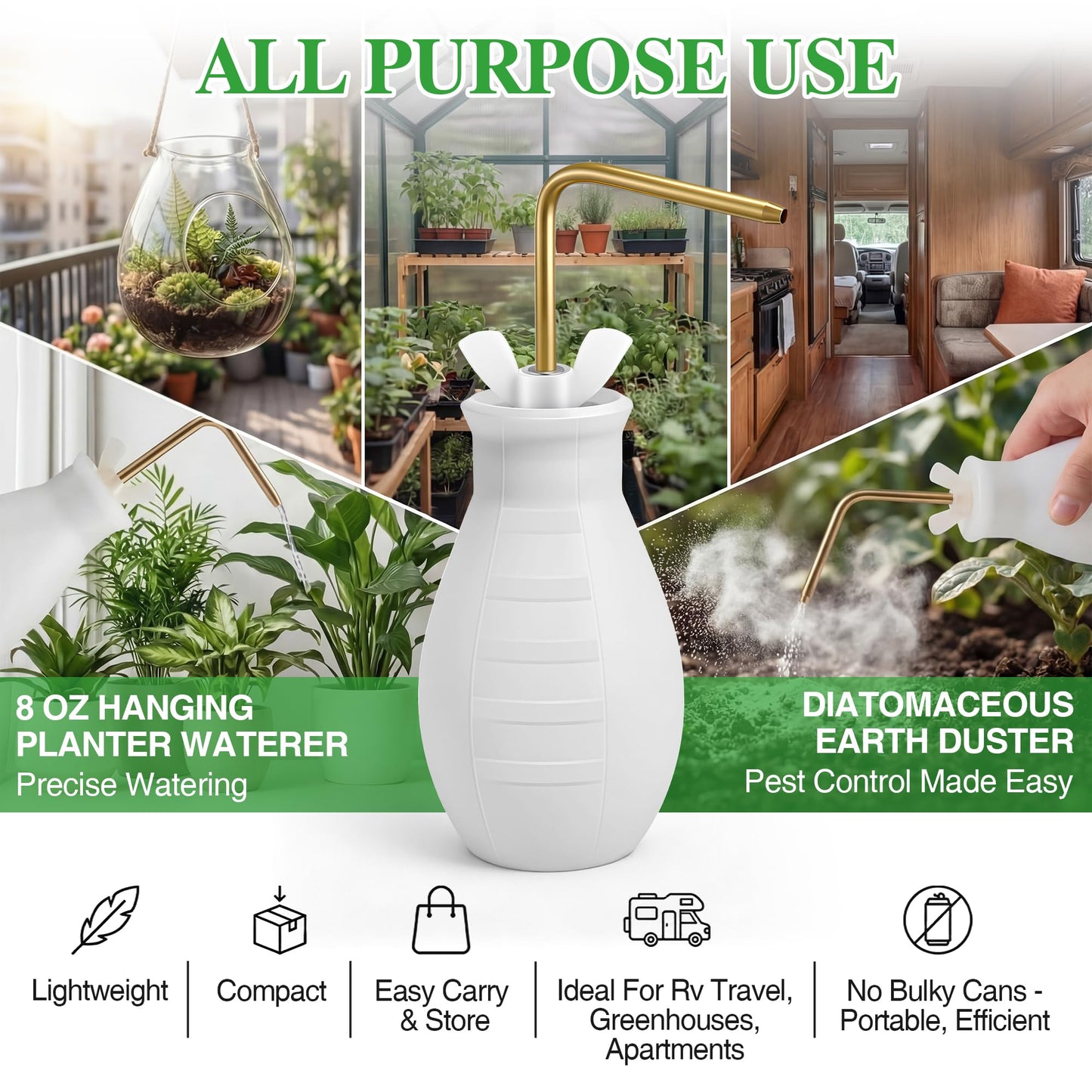 Squeeze Bottle for Hanging Plants, 19" Long Spout Plant Watering Bottle, Easy Squeeze Indoor/Outdoor Watering Can Alternative, Precise Sprinkling for Hanging Baskets, Houseplants (8 oz)