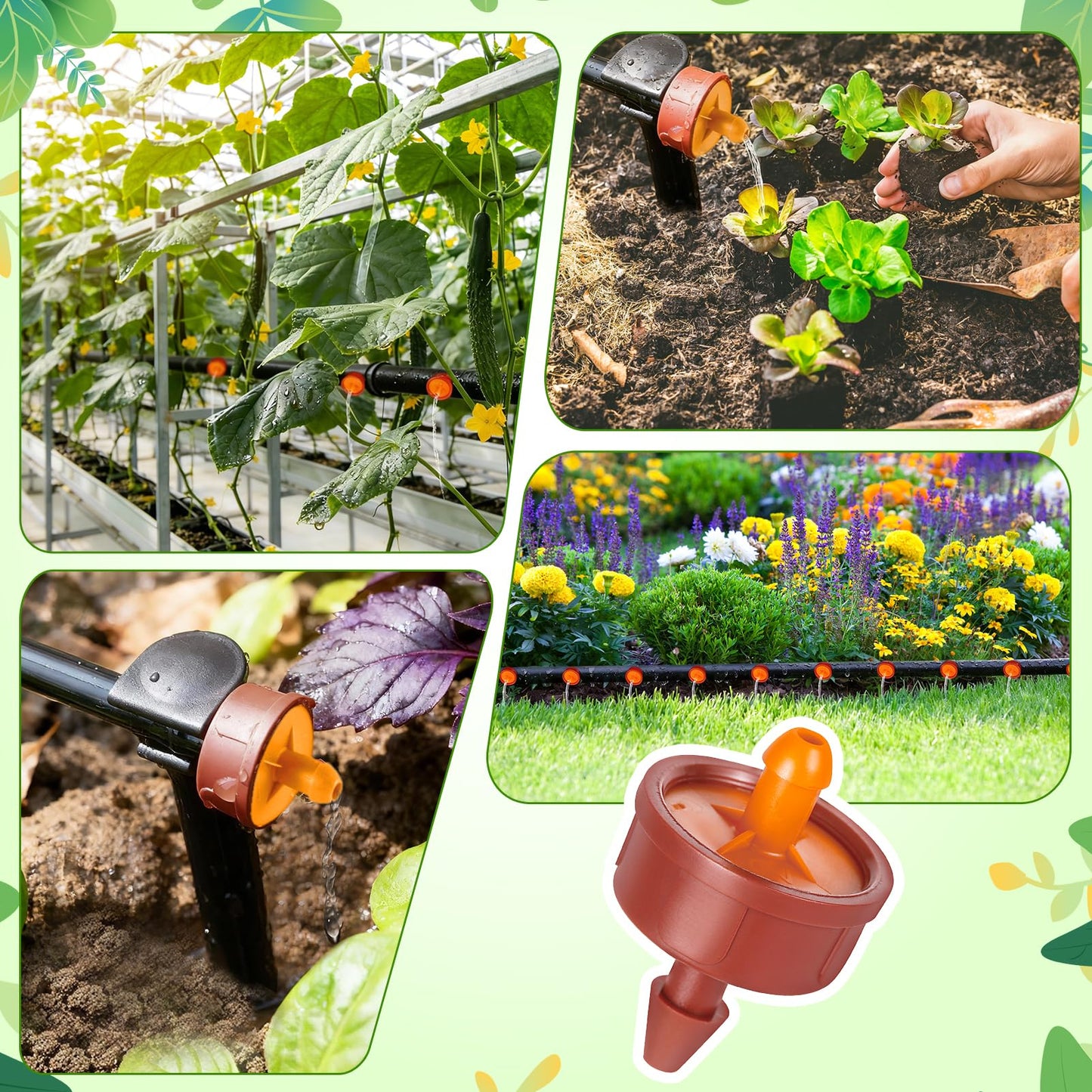 FULAIERGD 60Pcs 3 GPH Pressure Compensating Irrigation Drippers, Watering Spot GPH Dripper Drip Emitters Heads Constant Flow Outlet Heads for 1/4 Inch Irrigation Tubing for Garden Irrigation System