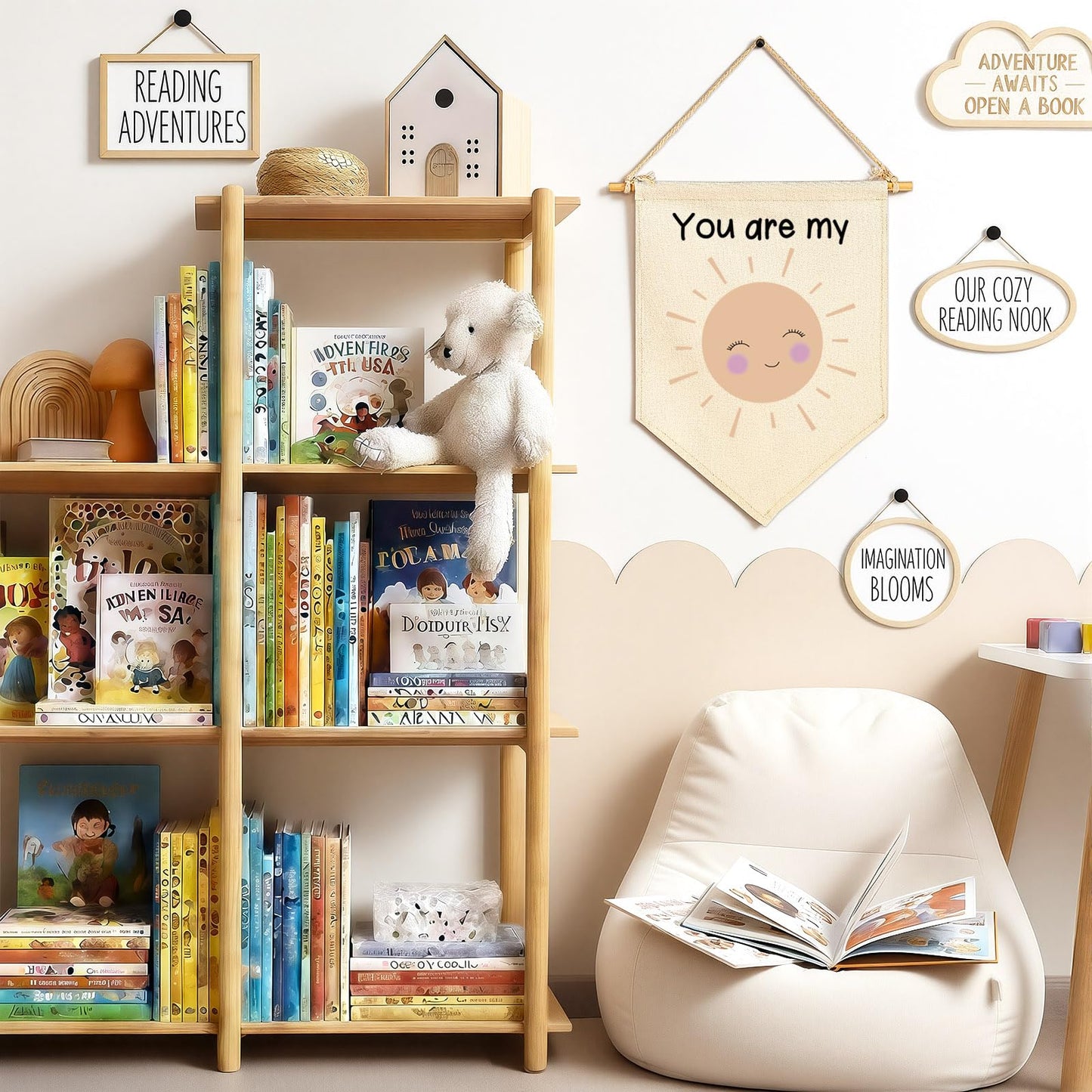 You are My Sunshine-Canvas Hanging Pennant Flag Banner Wall Sign Decor Gift for Nursery Baby Kids Girl Boy Teen Bedroom Playroom-Birthday Christmas Gift