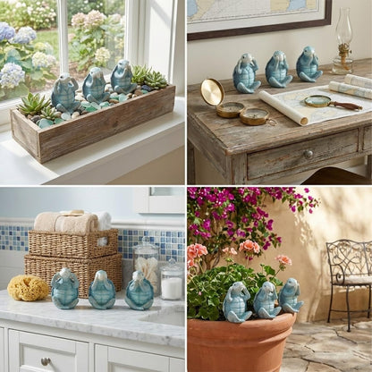 Turtle Sculpture 3-Piece Set Coastal Home Decor Turtle sculptures are perfect for bathrooms, offices, bookshelves, display shelves, coffee tables, or beach-themed decor in any room of your home.