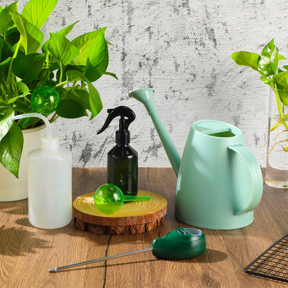 Reallnaive 6 Pcs Indoor Watering Can Set 1/2 Gallon Can 6.8 oz Spray Bottle 17 oz Squeeze Bottle Plant Watering Globes Soil Moisture Meter Small Spraying Set for Indoor Outdoor Plants(Mint Green)