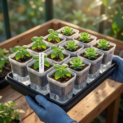 12 Pack 2" Small Self Watering Pots for Indoor Plants Mini Clear Plastic Planters with Water Level and Drainage Holes with Plant Labels and Wick Cord for Succulents, Propagation, and African Violet