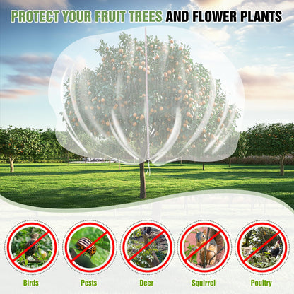 12.6 * 12FT Large Fruit Tree Netting, Tree Nets for Fruit Trees with Zipper and Drawstring, Insect Netting Barrier for Garden Blueberry Bushes Cherry Peach Apple Protection from Squirrels Birds Pests