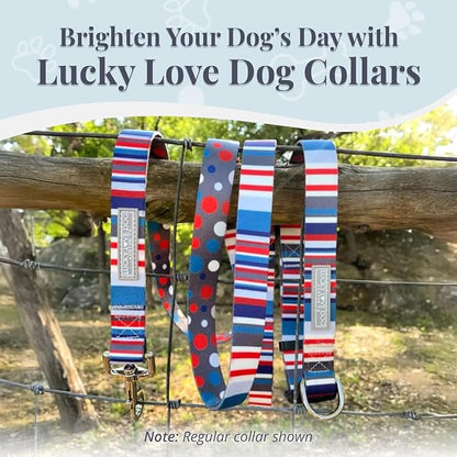 Lucky Love Dog Martingale Dog Collar & Leash - Adjustable, No-Slip, Durable, Comfortable, Soft Webbing, & Stylish Patterned Dog Collar & Leash Set for Male and Female Dogs - Linus Combo, Medium