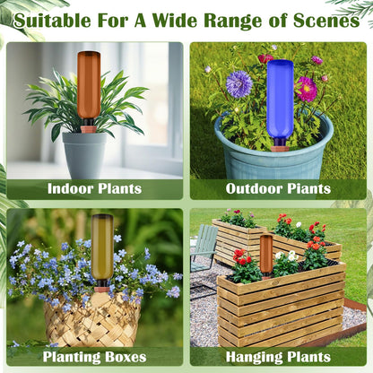 SHENGYIWA 12 Pcs Self Watering Spikes for Plants Terracotta Automatic Plant Waterer Stakes with(25.5 Oz) Plastic PET Bottles, 6 Set Self Watering Globes Keep Plants Watered for 7-9 Days (6, Green)