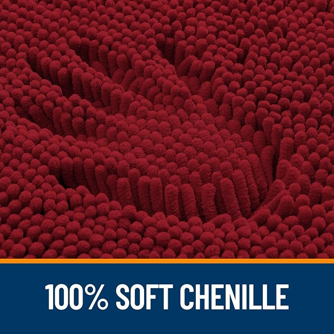 OLANLY Small Bathroom Rugs 24x16, Extra Soft Absorbent Chenille Bath Rugs, Rubber Backing Quick Dry, Machine Washable Bath Mats for Bathroom Floor, Tub and Shower, Home Decor Accessories, Red