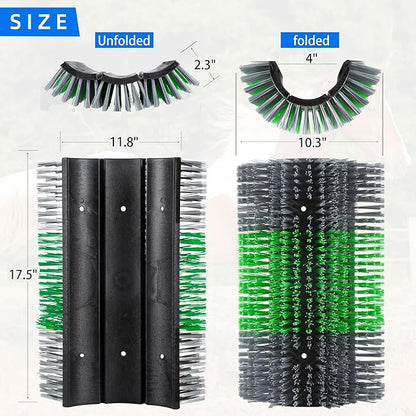 Extra Large Size Livestock Scratching Brush, Upgraded Horse/Goat/Cow/Cattle Scratcher Brush for Grooming, Itch Relief Horse Scratcher Brushes Kit with Two Sets of Mounting Screws(4-Pack,Gray)