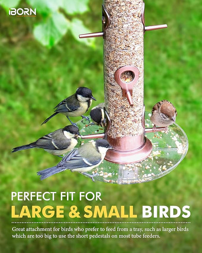 iBorn Bird Feeders Seed Catcher for Outside Hanging 6 Port Bird Feeder for Cardinal Birds Aluminium Metal,Brushed Copper Finishing 14 Inch 6 Port (Seed is not Included)