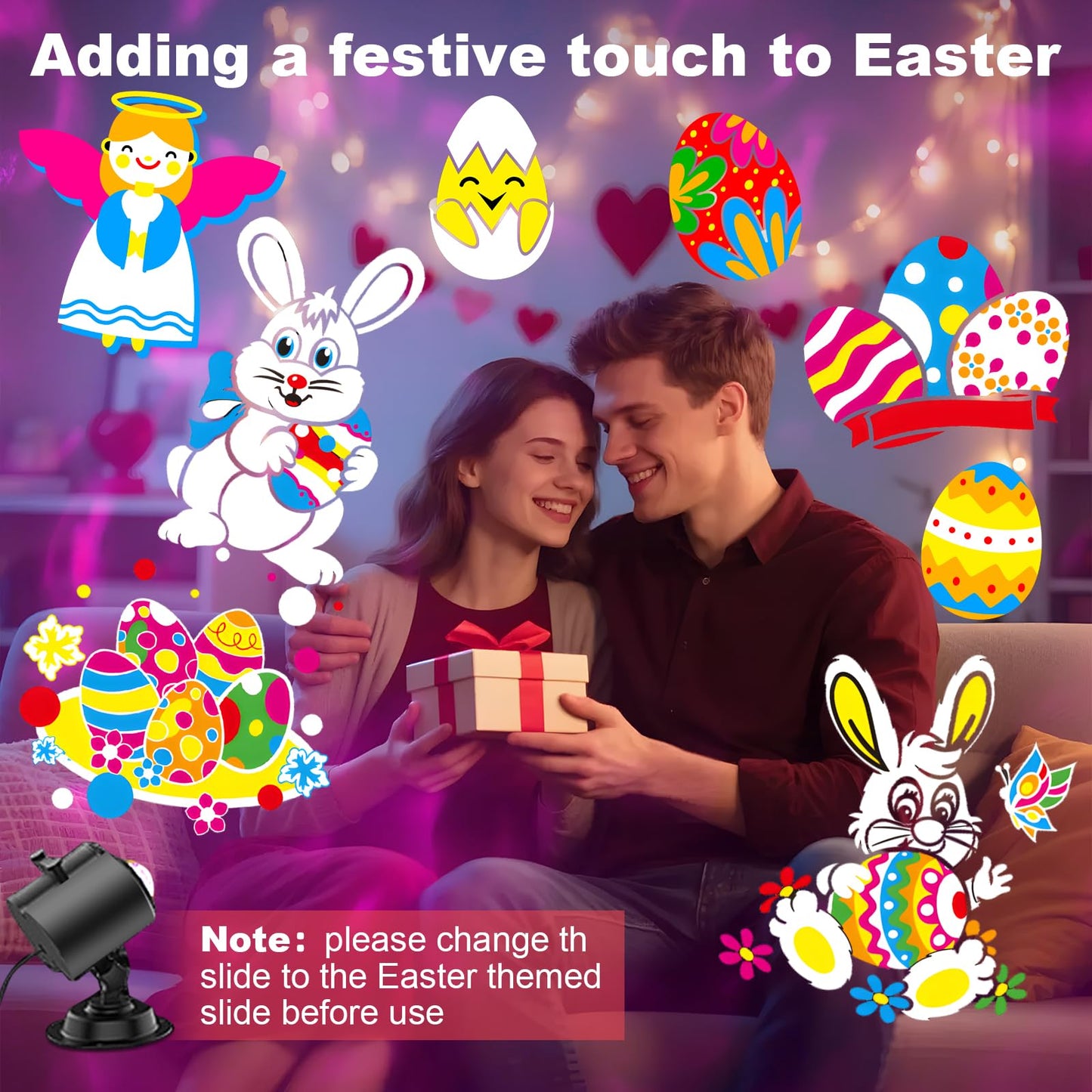 2026 Upgrade Brighter Easter Projector Lights Outdoor,8 Patterns Holiday Projectors 10HD Slides (Ocean Wave & Patterns), Weatherproof Easter Decorations for Light Show