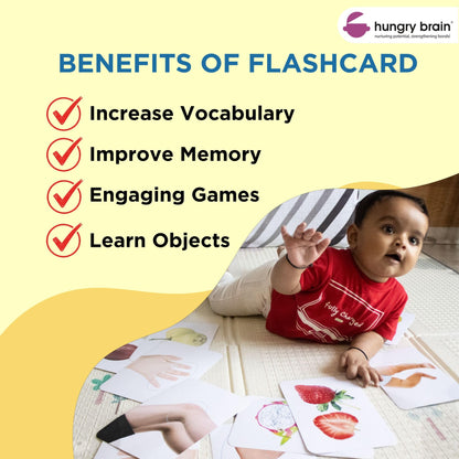 Hungry Brain Body Parts Flash Cards for Toddlers Ages 1-6 | Montessori Educational Learning Cards for Babies & Kids | Preschool Vocabulary, Speech Development, Early Learning & Homeschool Teaching Aid