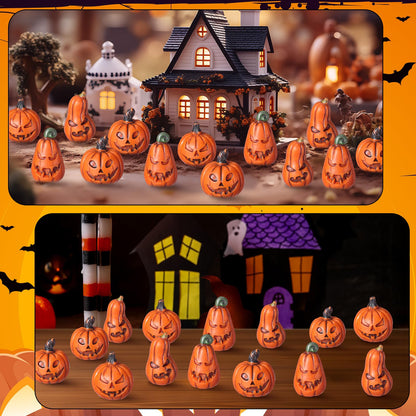 Vertintong 80 Pcs Halloween Miniature Pumpkin Figurines Mini Resin Fake Pumpkin Creepy Craft for Halloween Village Doll House DIY Fairy House Accessories Party Favor Gift Vase Bowl Filler