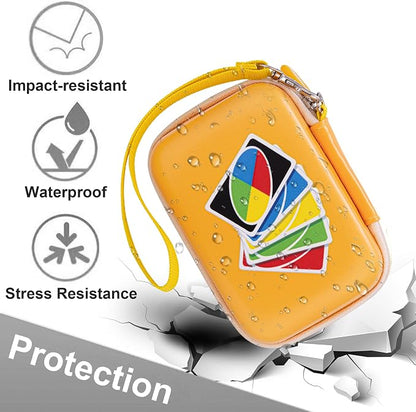 Leayjeen Cards Case Compatible with Skip BO/UNO/Pokemon/Phase 10 Card Game,Fits Up to 100 Cards,Carrying Storage Bag for Travel-Yellow(Case Only)