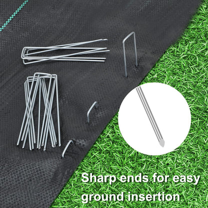 BEBEKULA 200 Pack 6 Inch Garden Stakes, Galvanized Landscape Staples for Weed Barrier Fabric, Heavy Duty Sod Pins Securing Pegs Netting Ground Sheets and Fleece, Ground Cover, Irrigation Tubing