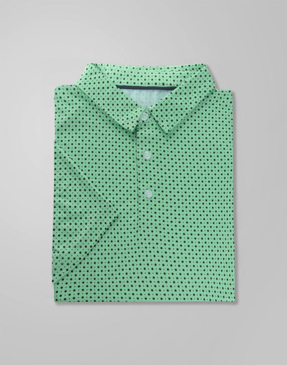 Obla Mens Golf Polo Shirts Short Sleeve Dry Fit Performance Moisture Wicking Casual Print Collared Golf Shirts for Men (Green Dot_XXL)