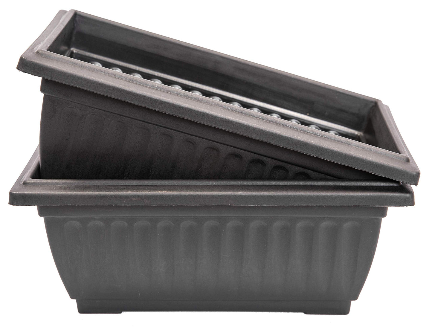 Sapphire USA 2 Pack Combo Rectangle Planter with Hole for Better Drainage for use in Garden Patio Office Ornaments Home Decor (14 Inches, Black)