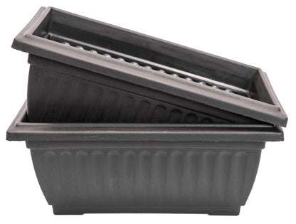 Sapphire USA 2 Pack Combo Rectangle Planter with Hole for Better Drainage for use in Garden Patio Office Ornaments Home Decor (14 Inches, Black)