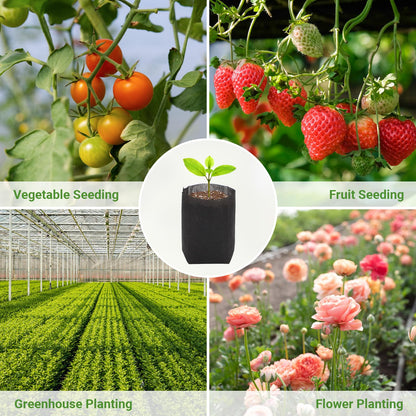 GREANER 200 PCS Biodegradable Grow Bags, Non-Woven Fabric Growing Pouches, Plant Nursery Bags for Planting, Grow Bags for Seed Starting, Soil Transplant, Home Garden Supply(5.5x5.7in)