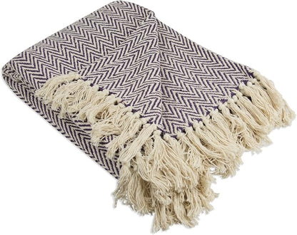 DII Chevron Throw Collection Handloomed Cotton, 50x60, Eggplant