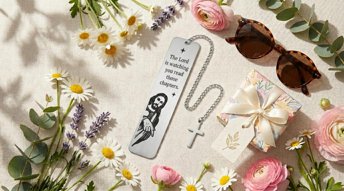 Funny Gifts Bookmark for Women Men Best Friend Sister Gag Gift for Book Lovers Christian Book Marker with Chain Jesus Reading Gift for Reader Birthday (1)