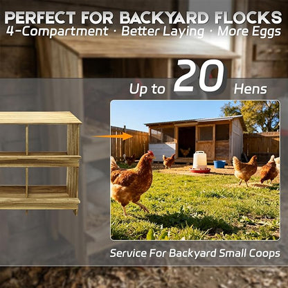 Wooden 4 Holes Chicken Nesting Boxes for Laying Eggs, Gold Standard Two-Tier Nest Box for Chickens, Farmhouse Series Laying Boxes for Hens, Ducks and Birds