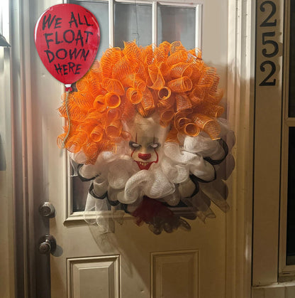 Flinelife We All Float Down Here Horror Decor,16x12,The Clown Balloon Hanging Sign - Perfect For Horror Movie Fans