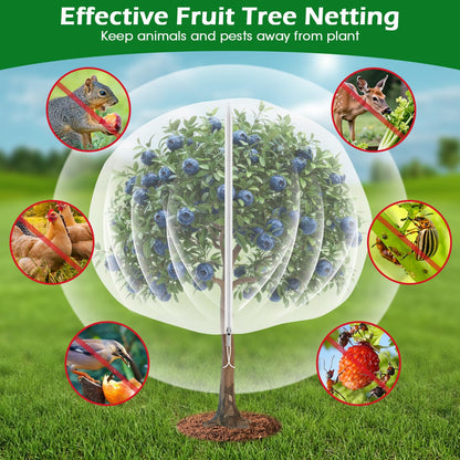 6'x6' Fruit Tree Netting Cover with Zipper and Drawstring, Ultra-Fine Mesh Garden Plant Insect Pest Net Barrier Protection Covers to Prevent Squirrel Bird Deer Cicadas Bag for Blueberry Tomato-1Pcs