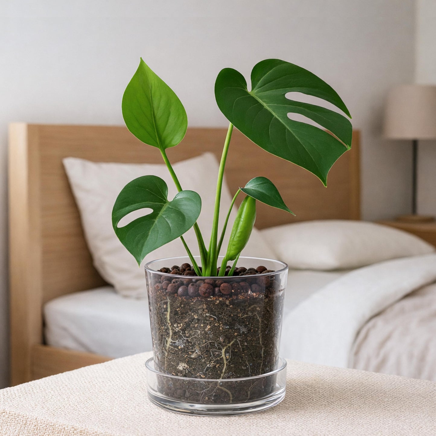 Phoenix Vine 8 Inch 10 Inch Clear Acrylic Houseplants Planter Pot with Tray, Orchid Pot with Drainage Holes, Deep Saucer for Bottom Watering, Transparent Containers for Indoor Plants, Herbs, 91-B-Y
