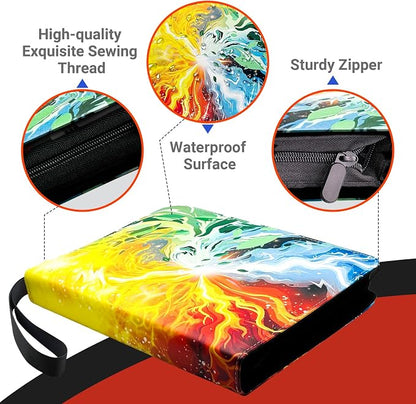 Trading Card Binder for TCG Cards, 4-Pocket Portable Card Collector Ablum Holder Book Fits 400 Cards with 50 Removable Sleeve, Waterproof Card Binder Display Storage Carrying Cases for TCG-Storm
