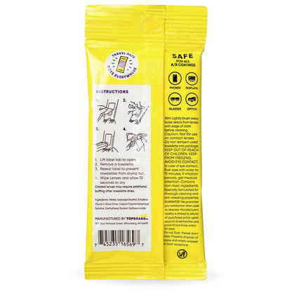 See Clear Original Lens Cleaning Wipes - Pre-Moistened Eyeglass & Screen Cleaning Cloth Towelettes - Streak Free, Scratch Free Lens & Electronic Screen Cleaner - 12 Resealable Packs of 16 (192 Wipes)