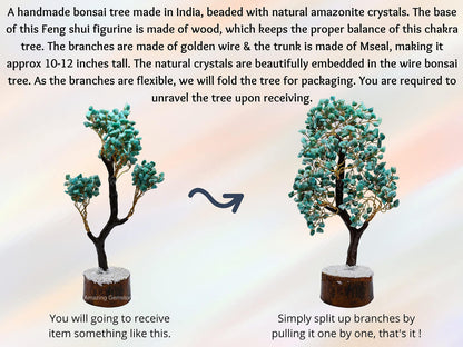 Amazonite Natural Healing Premium Crystal Bonsai Feng Shui Fortune Money Tree of Life for Home Office Decor (Gift Box Ready) (10-12 Inch)