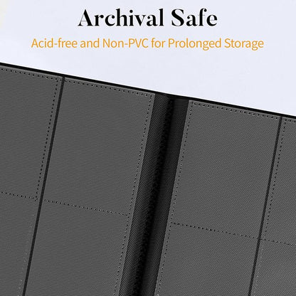 Heavy Duty Card Binder, Fabmaker 9 Pocket Trading Card Binder Holds 360 Cards, Sleek Side-Loading Card Album, Sturdy Card Collection Folder for Game Cards, Sport Cards, Orange